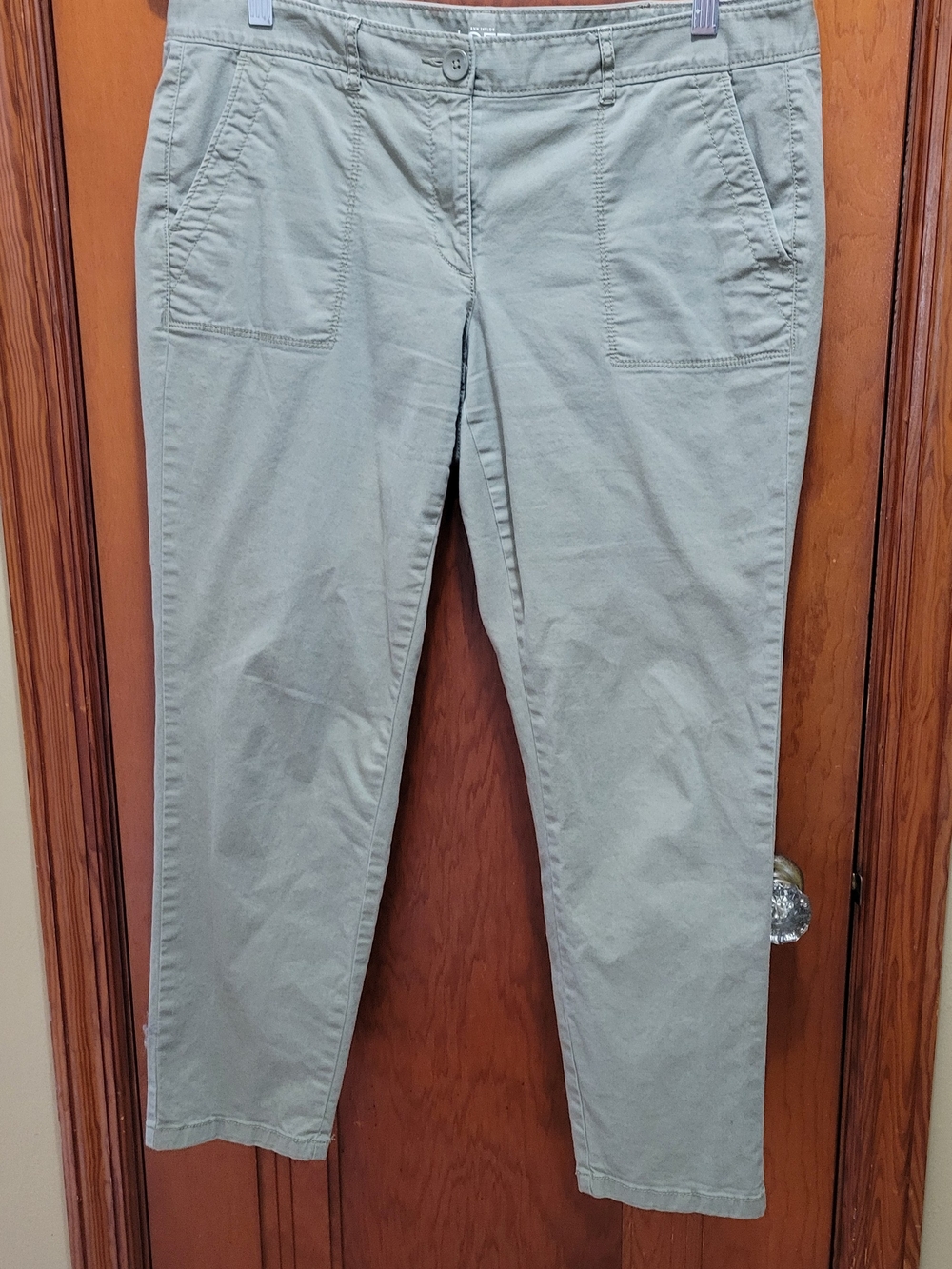 Ann Taylor Straight-Leg Khaki Pants in Sage Green